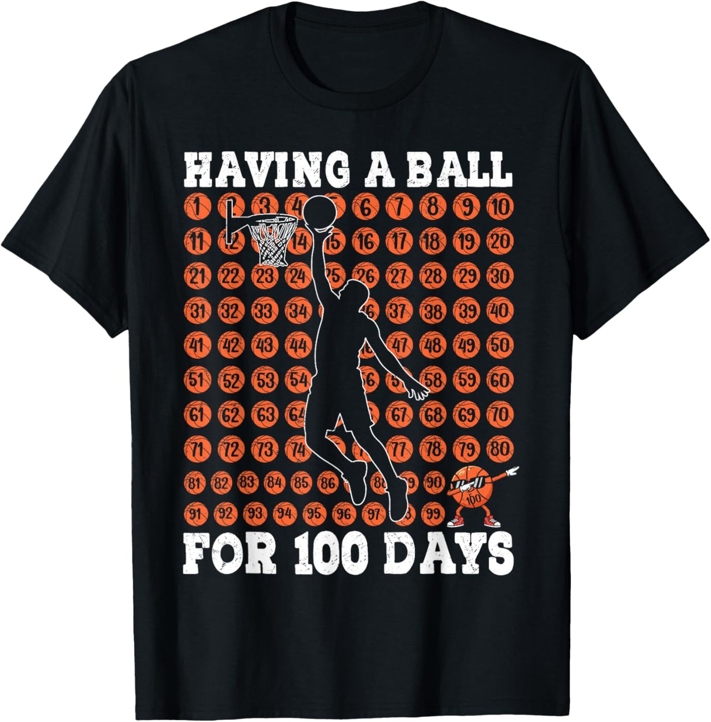 Boys 100 Days of School Basketball 100th Day of School Kids T-Shirt - T-Shirt | Black