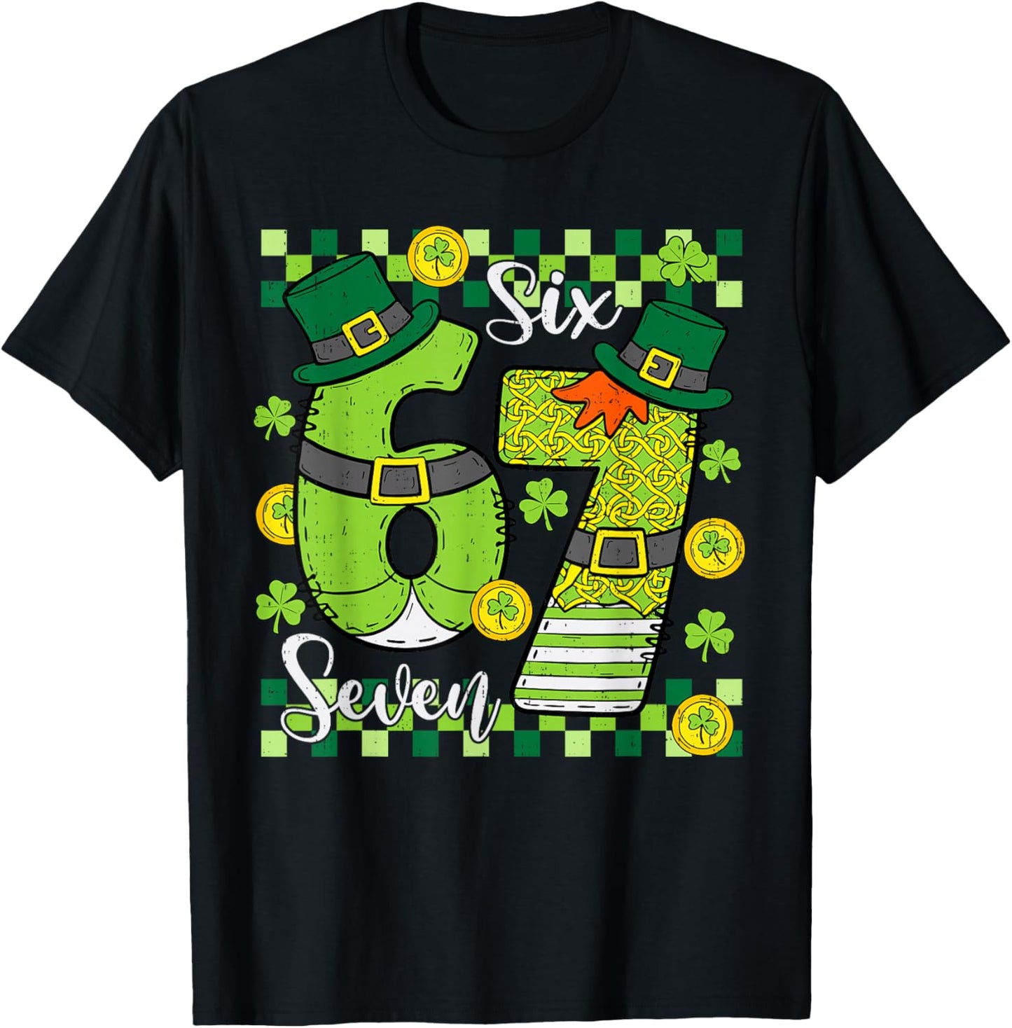 St Patricks Day 67 Six Seven 6 7 Meme Boys Girls Teens Kids T-Shirt - T-Shirt | Black