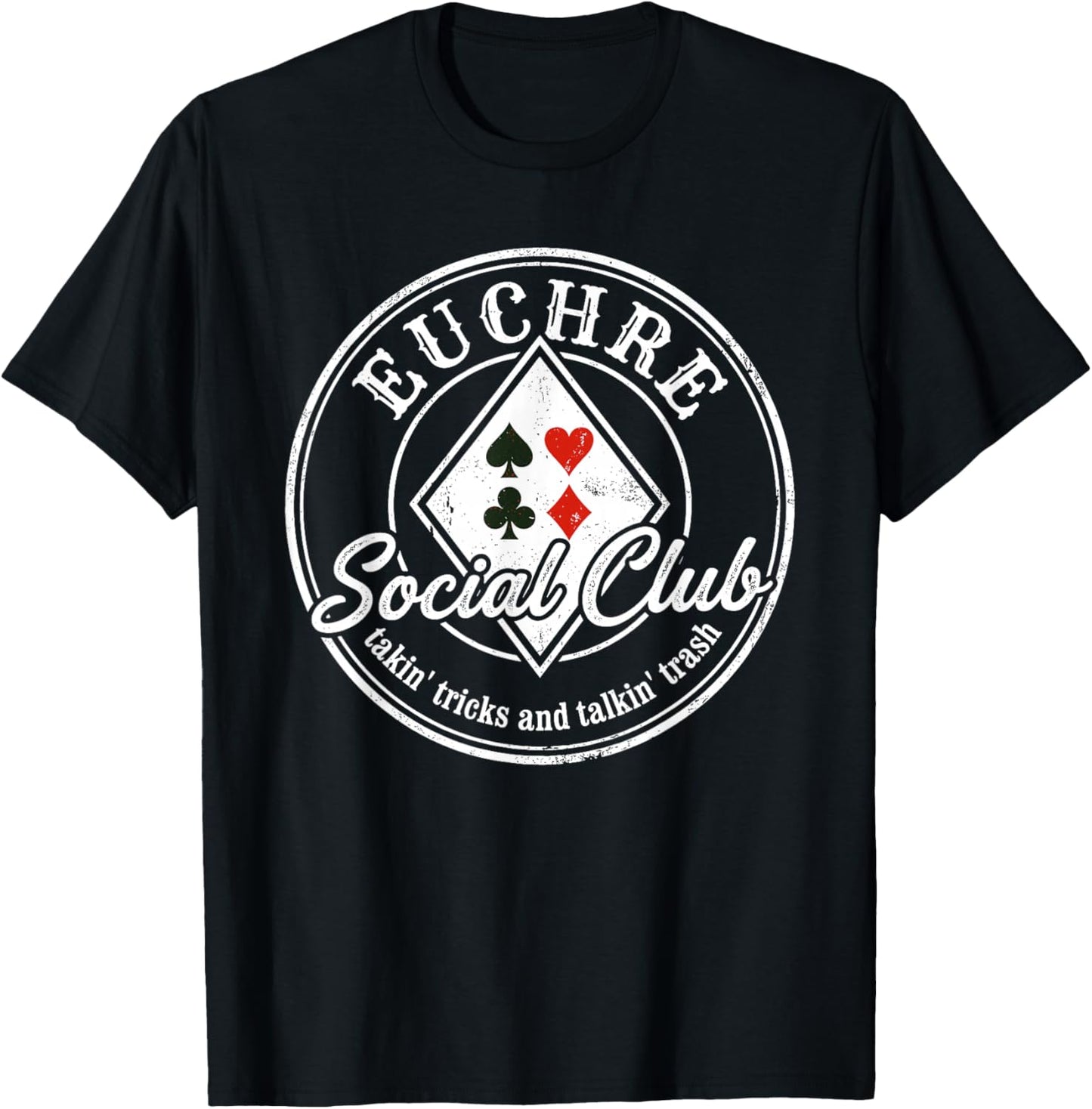I Love Euchre Graphic Heart Tournament Design T-Shirt - T-Shirt | Black