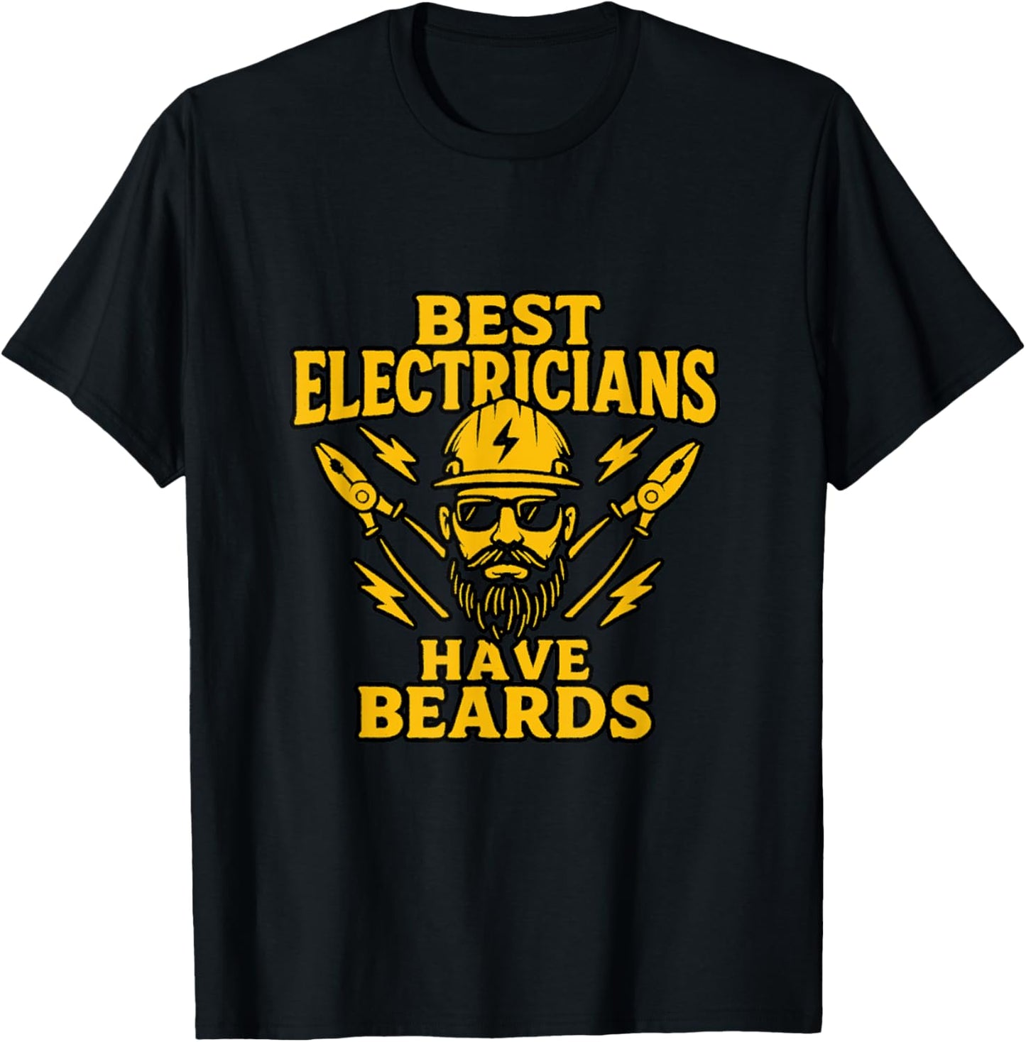 Best Electricians Have Beards Funny Sparky Lineman Retro T-Shirt - T-Shirt | Black