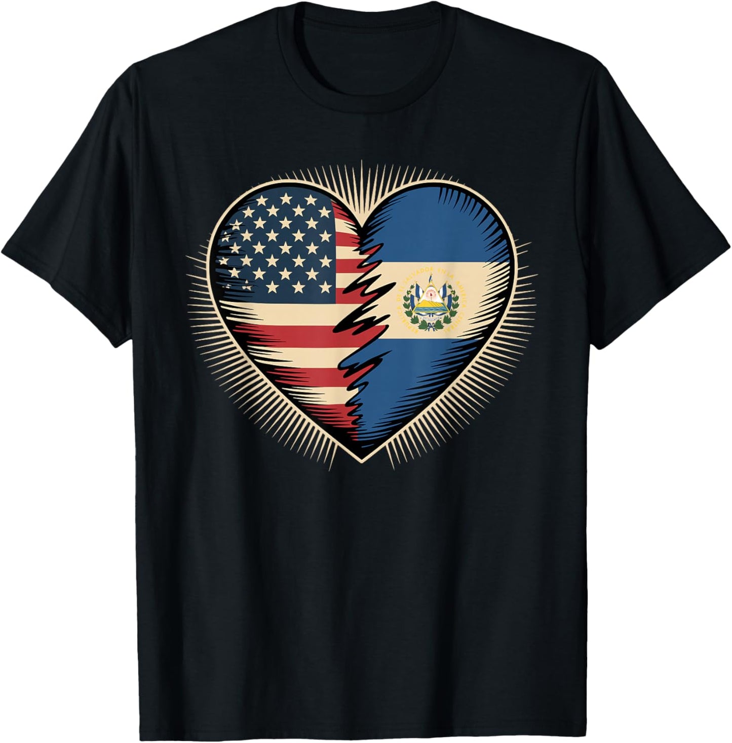 Half American Salvadoran Roots USA El Salvador T-Shirt - T-Shirt | Black