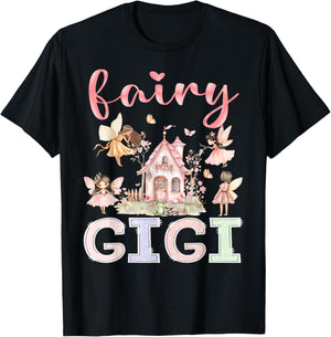 Fairy Gigi Magical Floral Funny Birthday Girl Fairytale T-Shirt - T-Shirt | Black