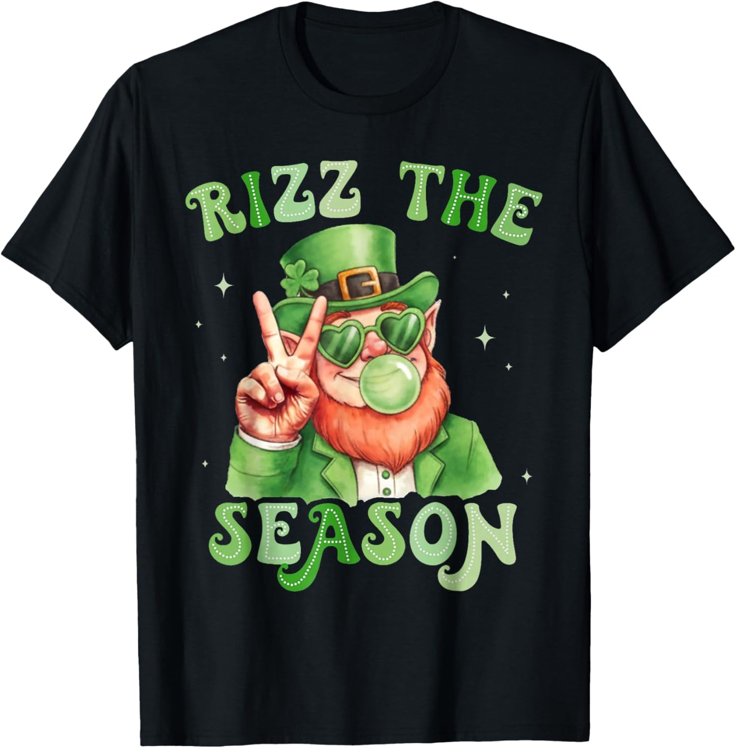 St. Patrick's Day Leprechaun Bubble Gum Rizz The Season T-Shirt - T-Shirt | Black