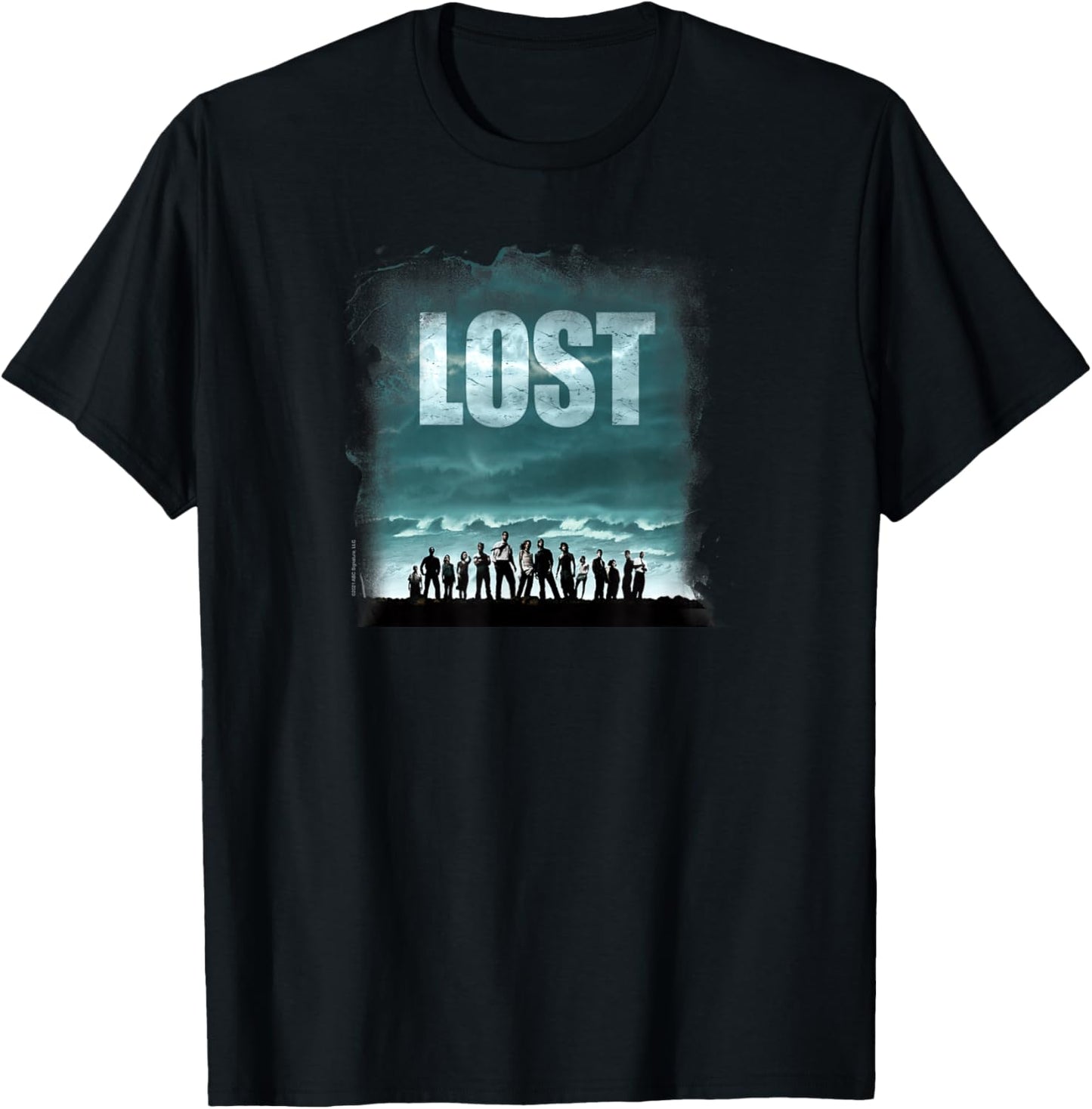 Lost Stormy Sky and Ocean Cast Outlines Poster TV Show T-Shirt - T-Shirt | Black