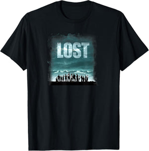Lost Stormy Sky and Ocean Cast Outlines Poster TV Show T-Shirt - T-Shirt | Black