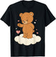 Teddy Bear Women Valentines Shirt Girl Fishing Heart T-Shirt - T-Shirt | Black