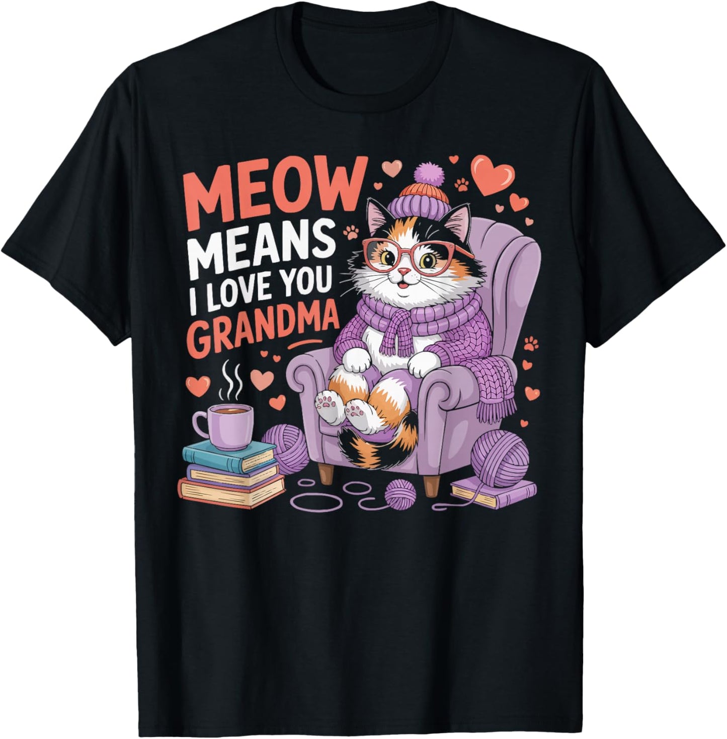 Cat Grandma Grandmother Kitty Meow Pet Granny T-Shirt - T-Shirt | Black