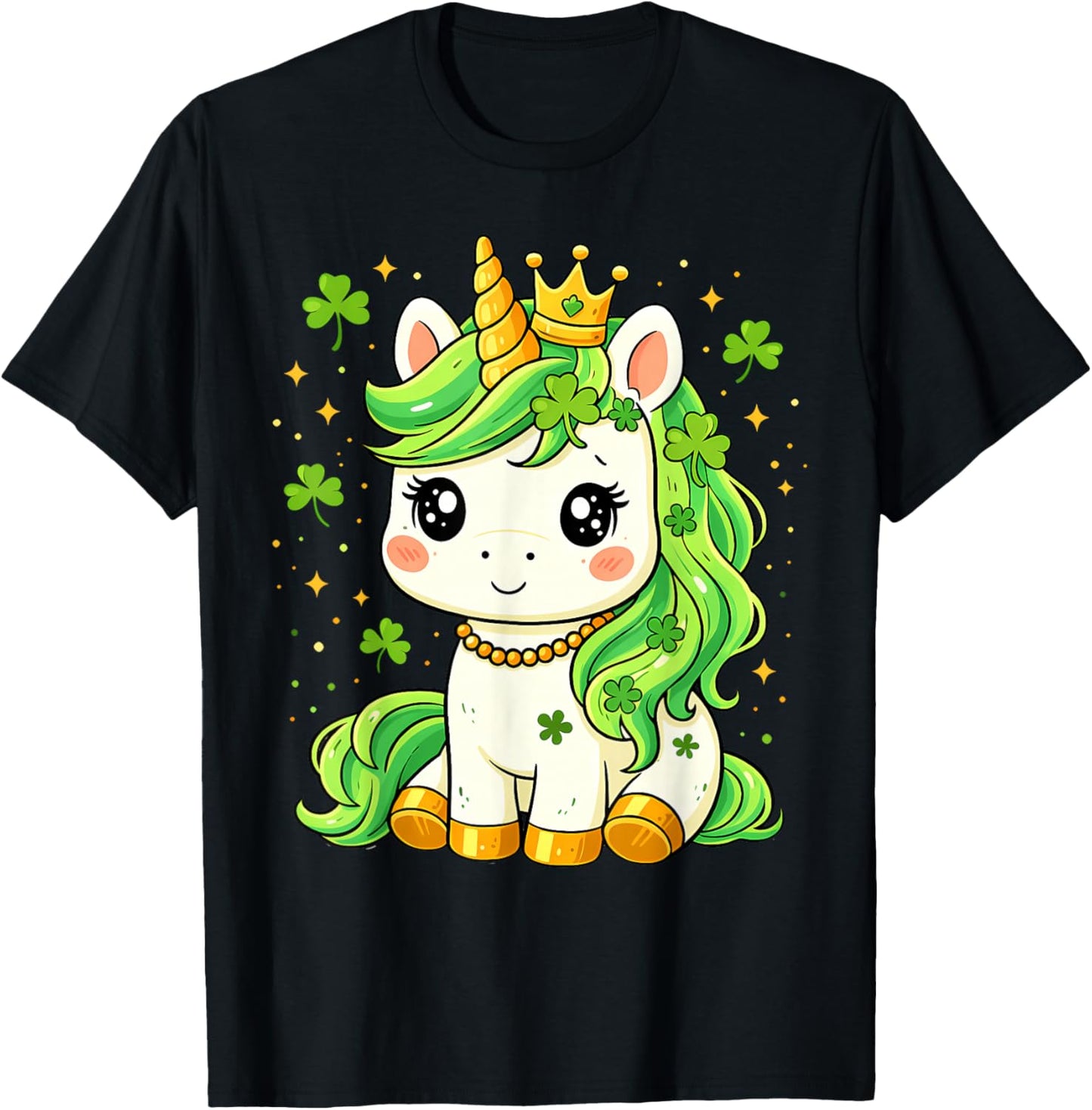 St Patricks Day Cute Unicorn Lepricorn St Pattys Girls Kids T-Shirt - T-Shirt | Black