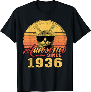 90th Birthday Gift Awesome Since 1936 90 Years Old T-Shirt - T-Shirt | Black