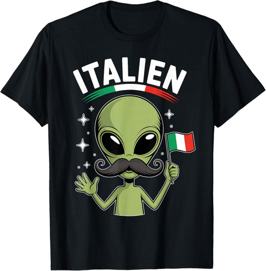 Funny Italien Alien Hilarious Italy Boys Kids T-Shirt - T-Shirt | Black
