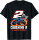 Birthday Monster Truck 2 Year Old Boys 2nd Party Born 2024 T-Shirt - T-Shirt | Black