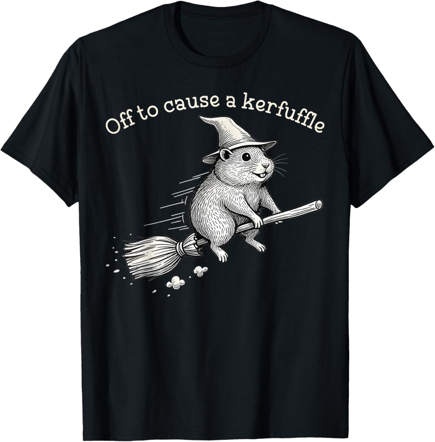 Off to Cause a Kerfuffle Whimsical Capy Wizard Meme Capybara T-Shirt - T-Shirt | Black