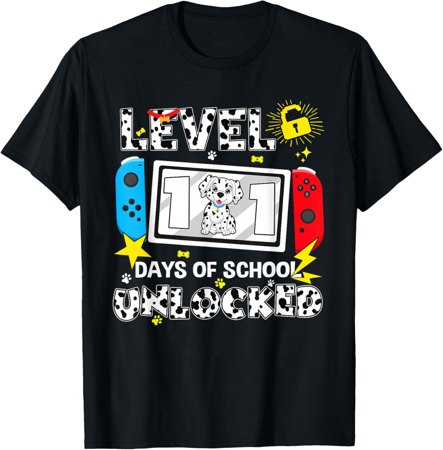 Level Unlocked Game Controller 101 Days School 100 Days T-Shirt - T-Shirt | Black