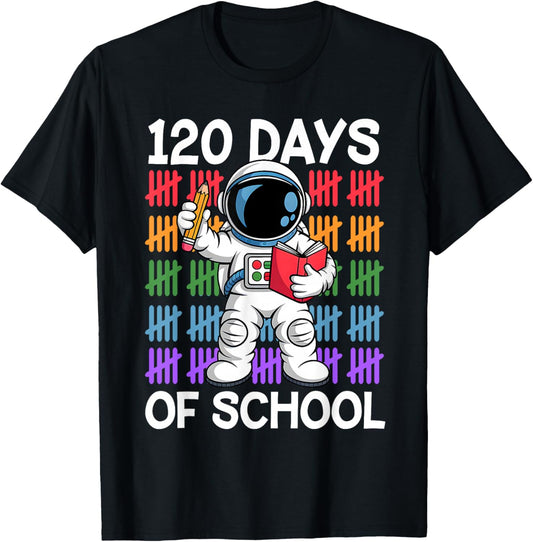 120 Days of Astronaut 120th Day of School Space Boys Kids T-Shirt - T-Shirt | Black