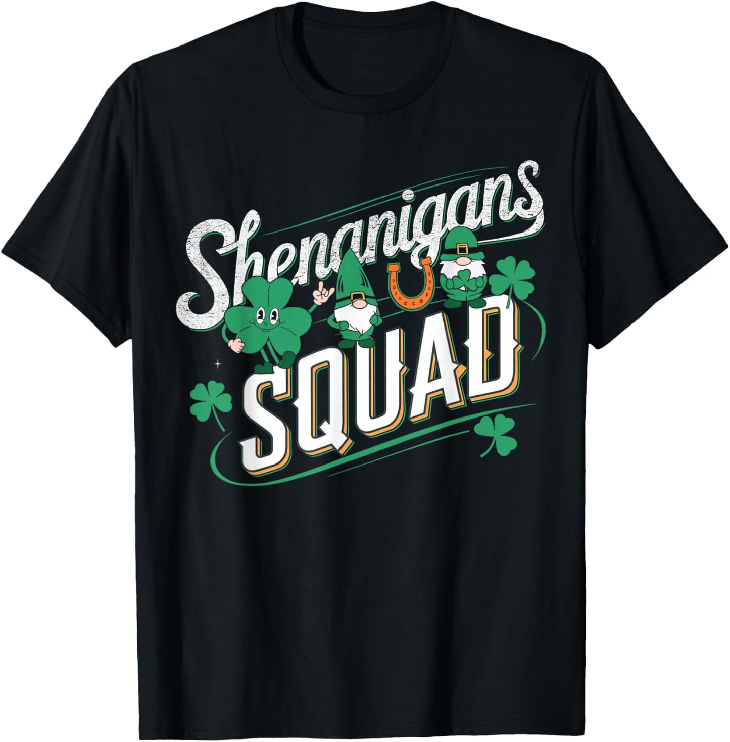 Shenanigans Squad Cute Gnome St Patrick’s Day Lucky Matching T-Shirt - T-Shirt | Black