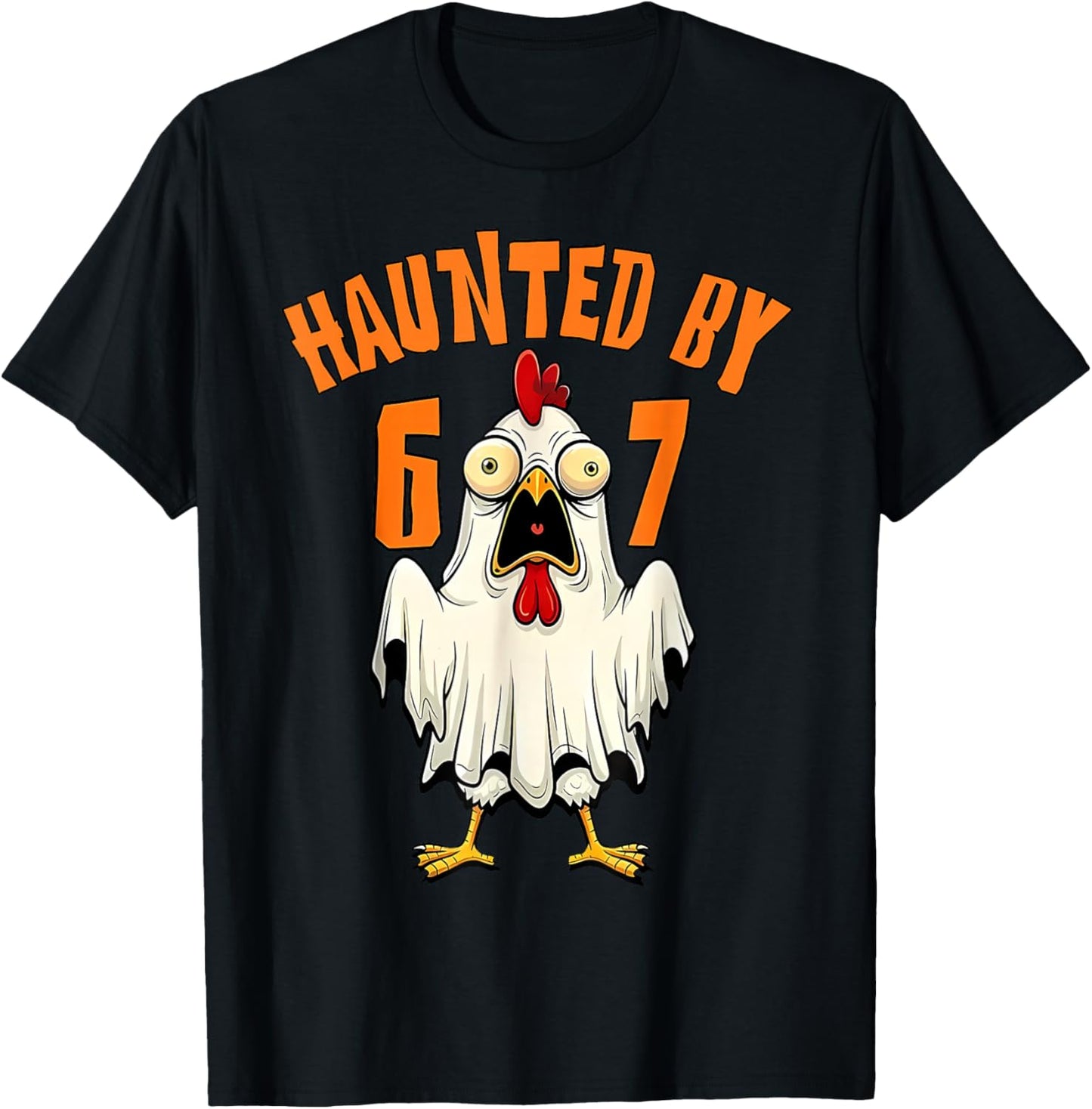 Funny Six Seven Chicken Ghost Z Halloween 67 Haunted T-Shirt - T-Shirt | Black