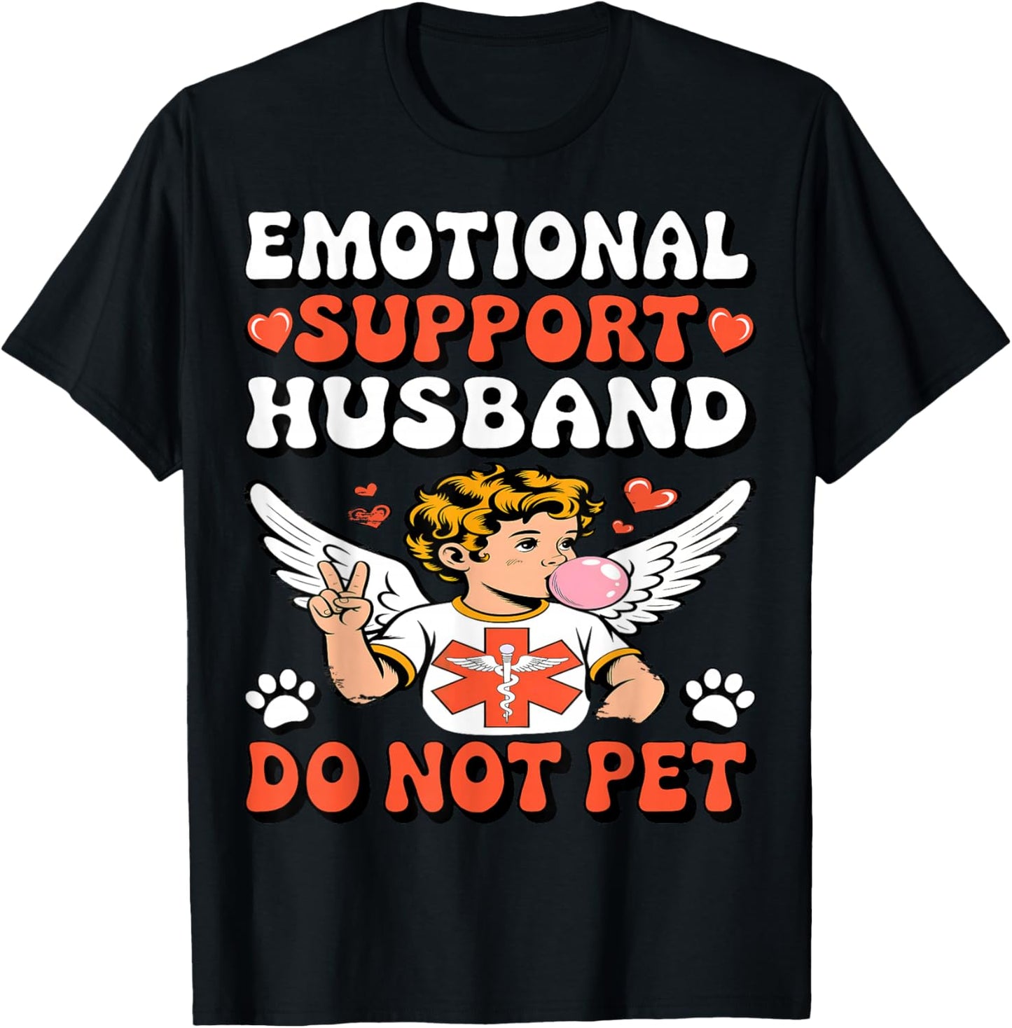 Emotional Support Husband Funny Valentine's Day Men Apparel T-Shirt - T-Shirt | Black