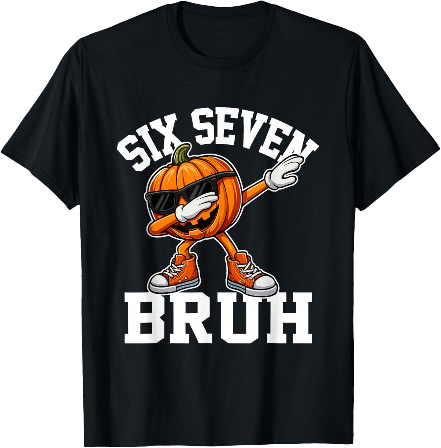 Funny 67 Bruh Halloween Six Seven Meme Brainrot Pumpkin Kids T-Shirt - T-Shirt | Black