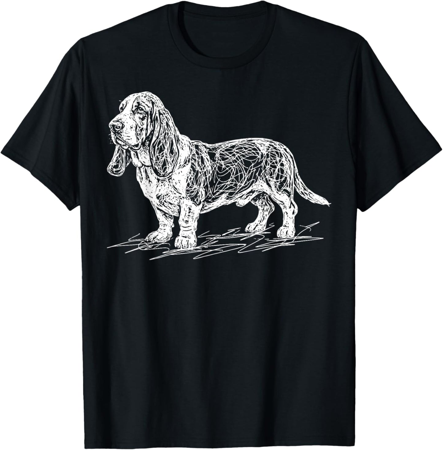 Basset Hound Line Art T-Shirt - T-Shirt | Black