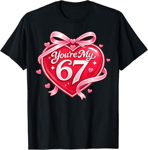 Funny Valentines 67 Meme Six Seven Trend 6 7 T-Shirt - T-Shirt | Black