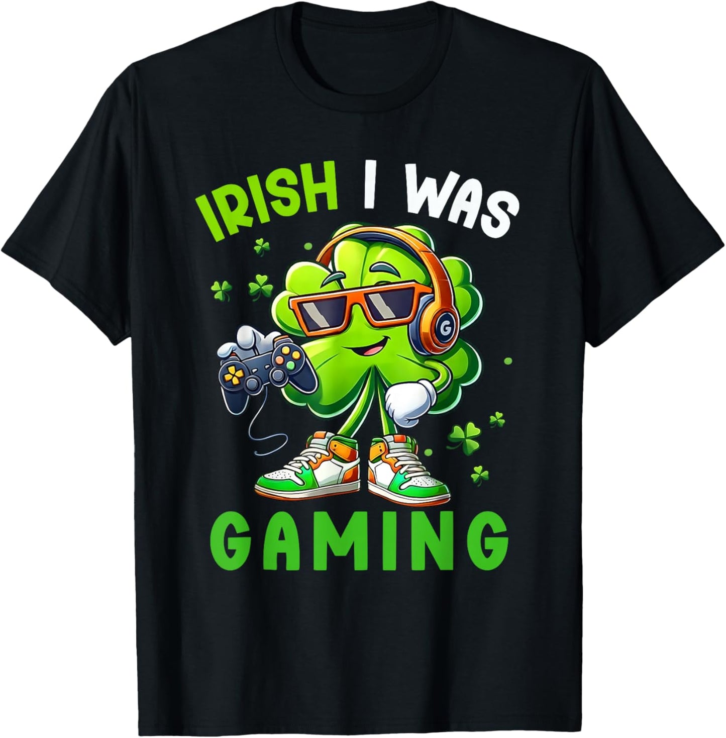 Irish I was Gaming Funny St Patricks Day Gamer Boys Men Kids T-Shirt - T-Shirt | Black