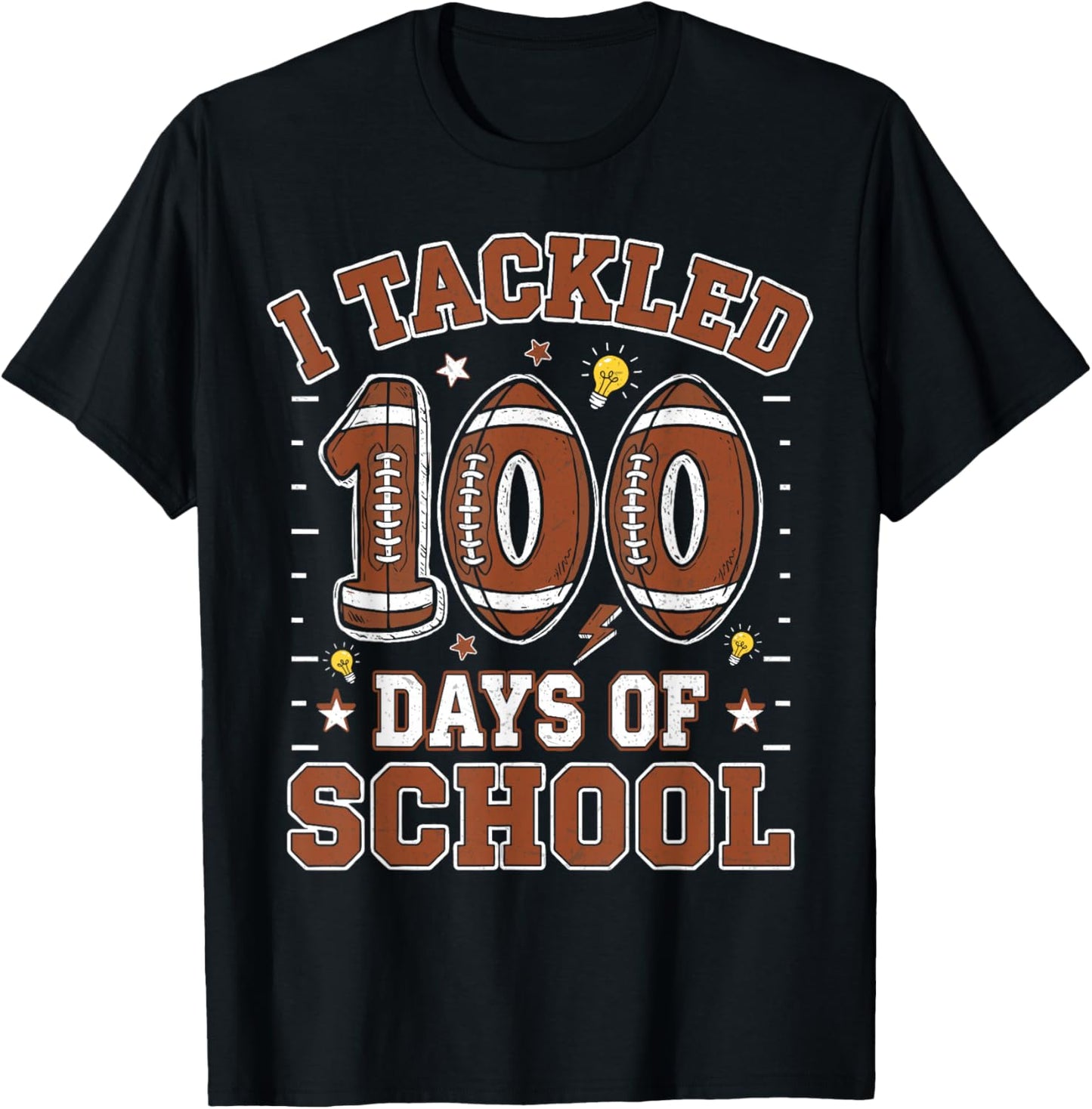 I Tackled 100 Days of School Football 100th Day Kids Boys T-Shirt - T-Shirt | Black