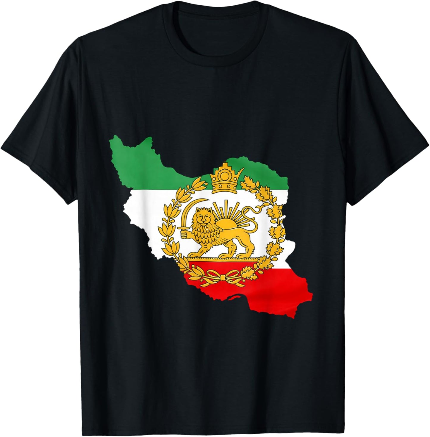 Persian Lion, Iran Map, Iranian Flag, Lion & Sun Flag T-Shirt - T-Shirt | Black