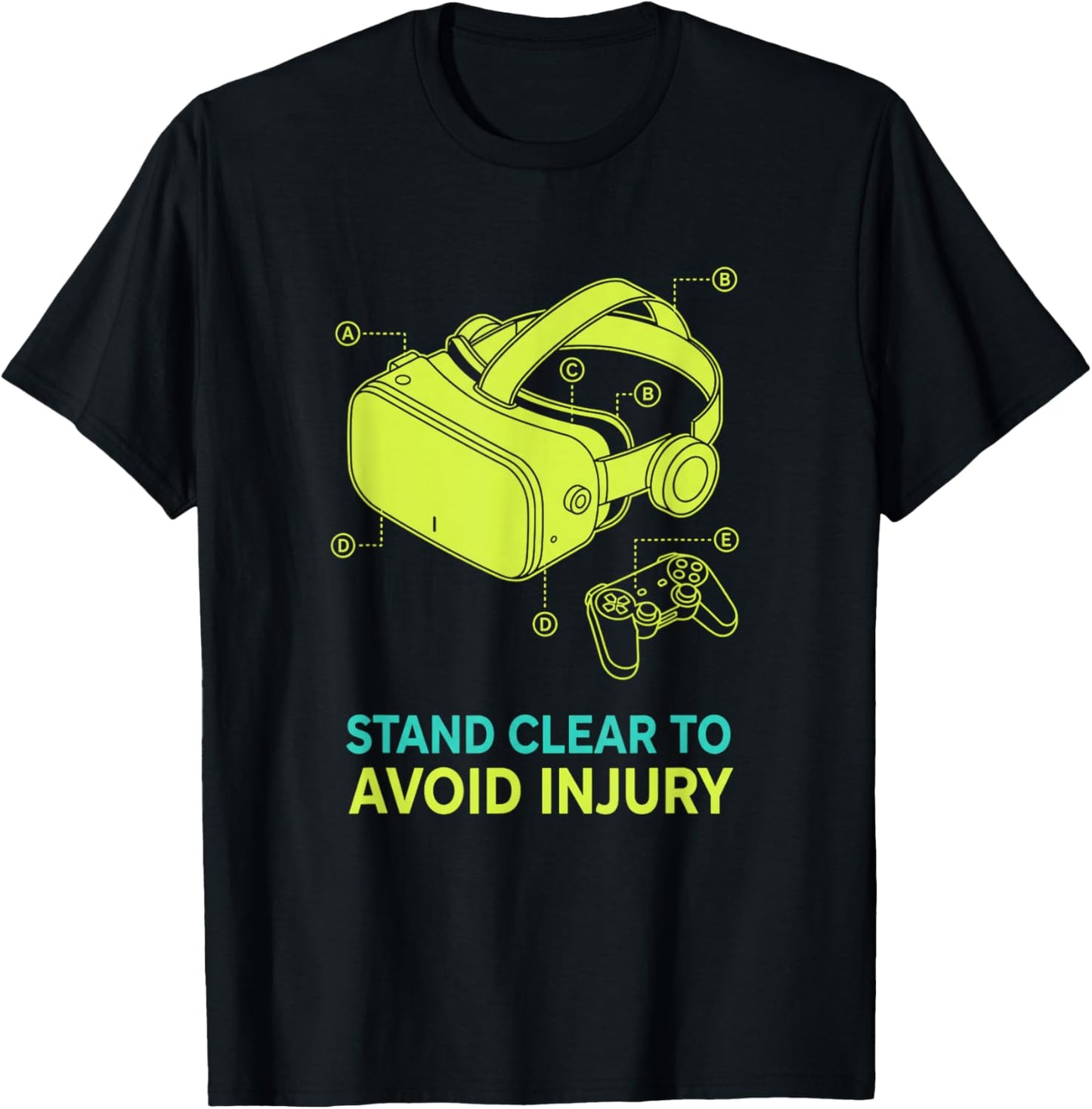 Stand Clear to Avoid Injury Vr Gamer Funny Virtual Reality T-Shirt - T-Shirt | Black