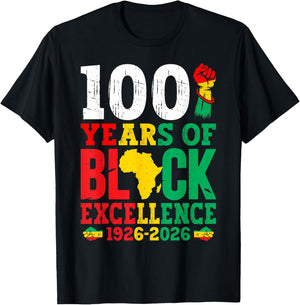 100 Years of Black Excellence Black History Month Men Women T-Shirt - T-Shirt | Black
