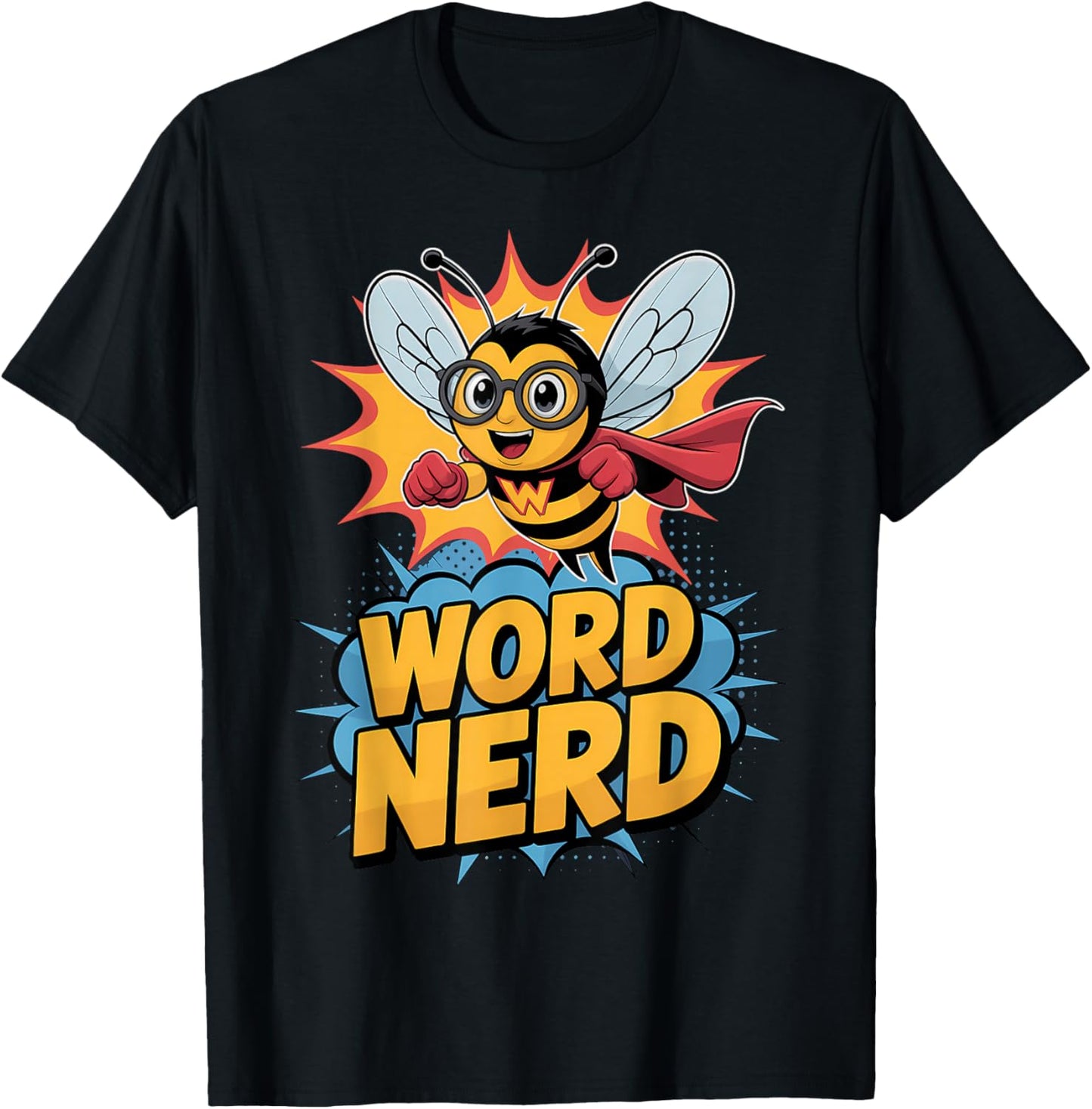 Word Nerd Superhero Spelling Bee Teacher Student T-Shirt - T-Shirt | Black