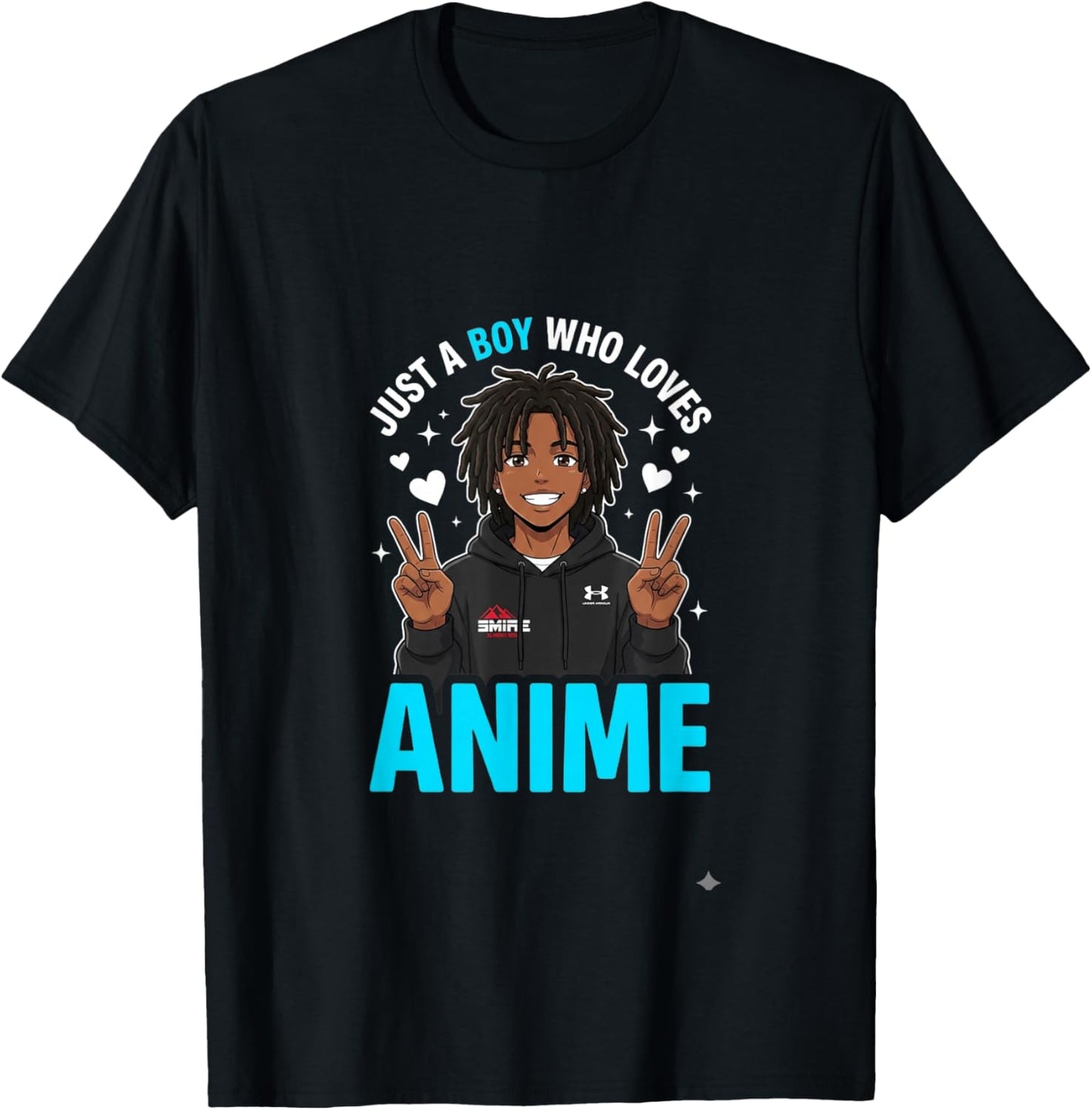Just A Boy Who Loves Anime Merch African American Afro T-Shirt - T-Shirt | Black