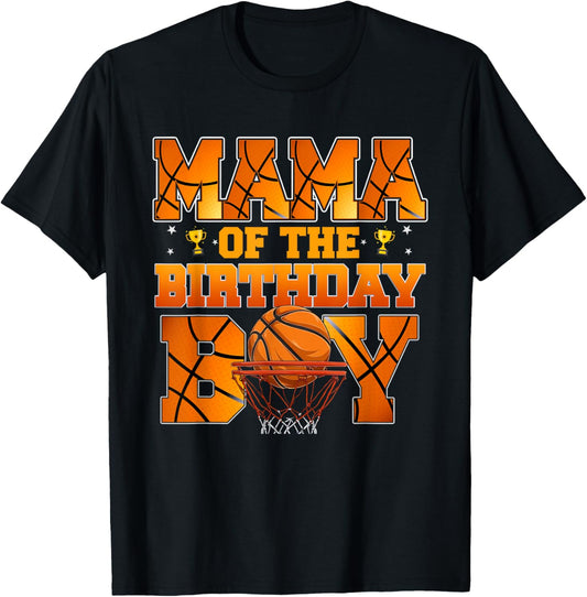 Basketball Mama of The Birthday Boy Family Matching T-Shirt - T-Shirt | Black