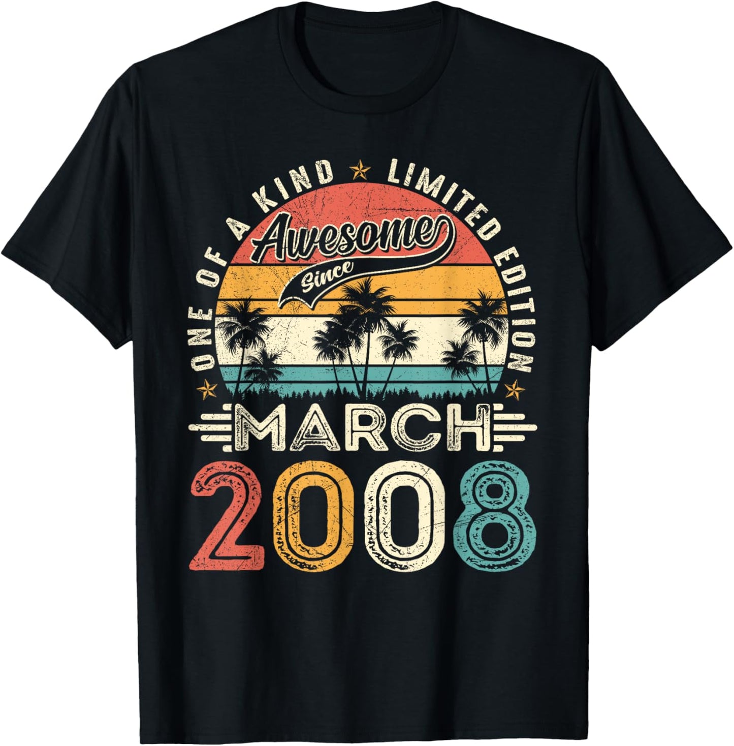 Awesome Since March 2008 Vintage Retro 18th Birthday Boy Men T-Shirt - T-Shirt | Black