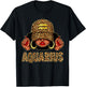 Aquarius Black Woman Leopard Cap Hat Zodiac Sign Birthday T-Shirt - T-Shirt | Black