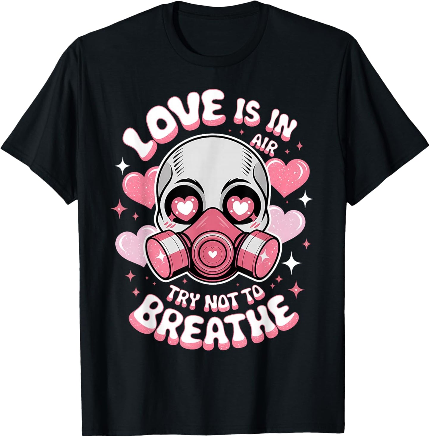 Valentine Skull Gas Mask Love Aesthetic T-Shirt - T-Shirt | Black
