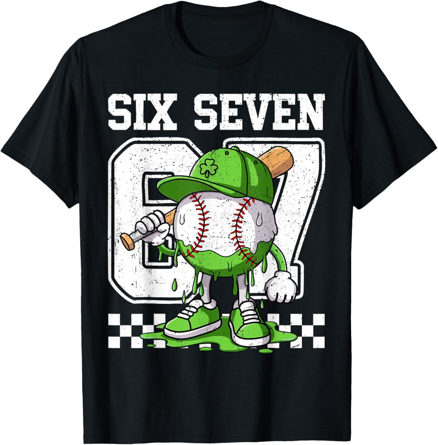 Boys St Patricks Day 67 Six Seven Baseball Ice Cream Drip T-Shirt - T-Shirt | Black