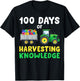 100 Days of School Tractor Harvesting Knowledge Boys Girls T-Shirt - T-Shirt | Black