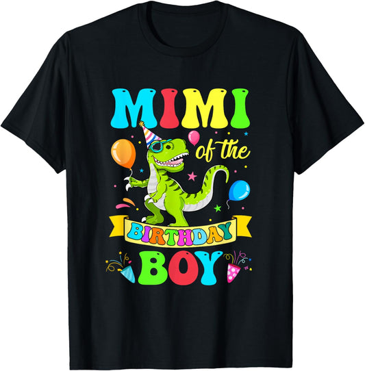 Mimi of The Birthday Boy T-Rex Dinosaur Birthday T-Shirt - T-Shirt | Black