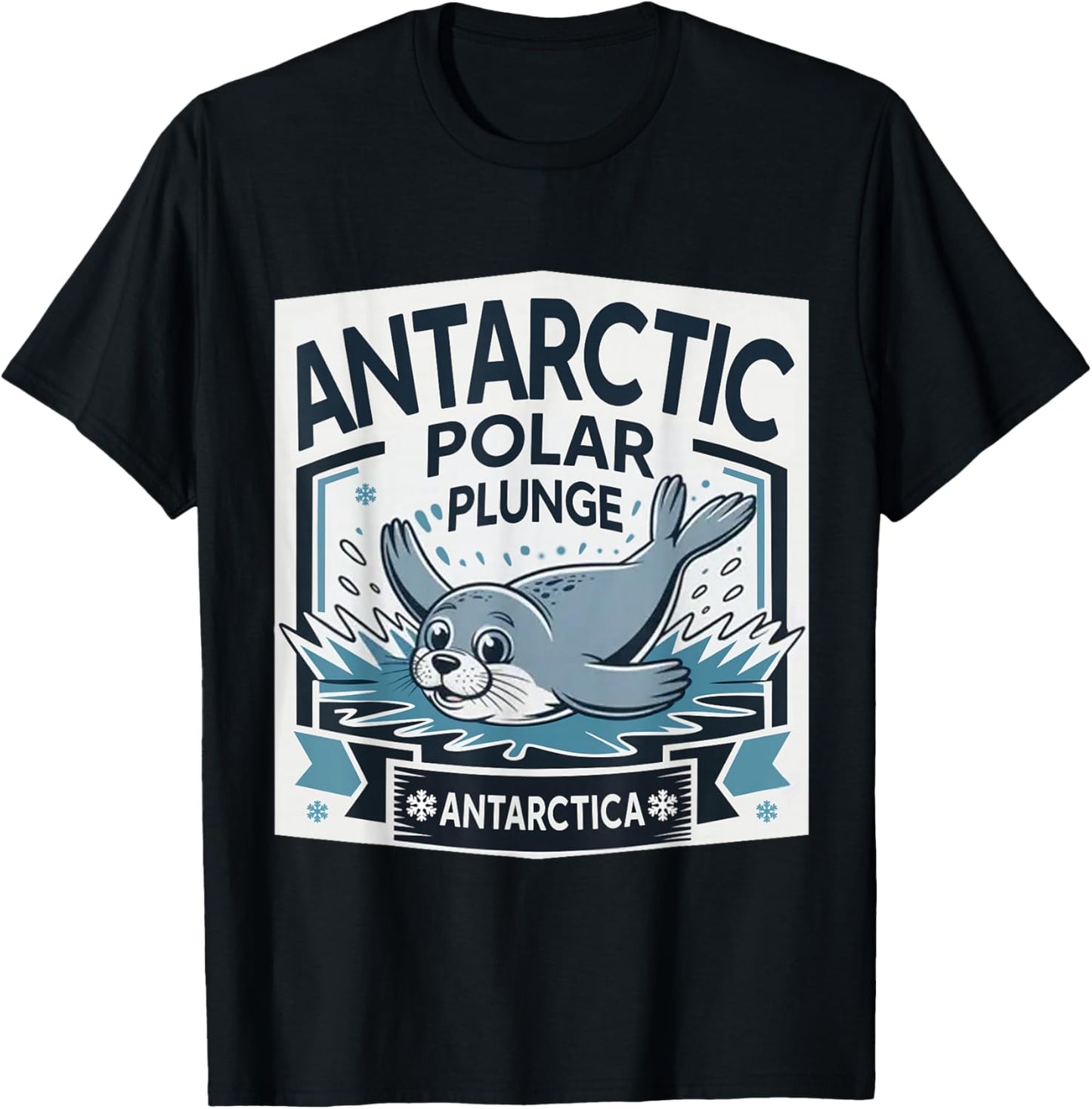 Polar Plunge Ice Jump Funny Antarctica Polar Plunge T-Shirt - T-Shirt | Black