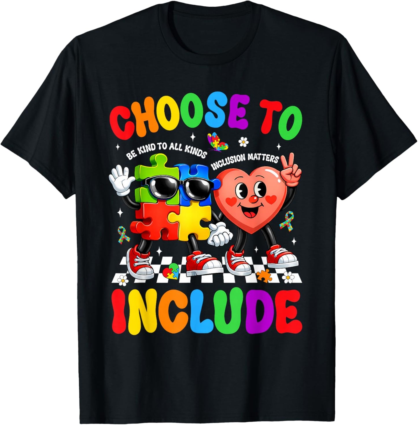 Choose to Include Inclusion Matters Autism Awareness Teacher T-Shirt - T-Shirt | Black