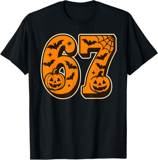 67 Halloween Six Seven Brainrot Meme Boys Kids Funny 6 7 T-Shirt - T-Shirt | Black