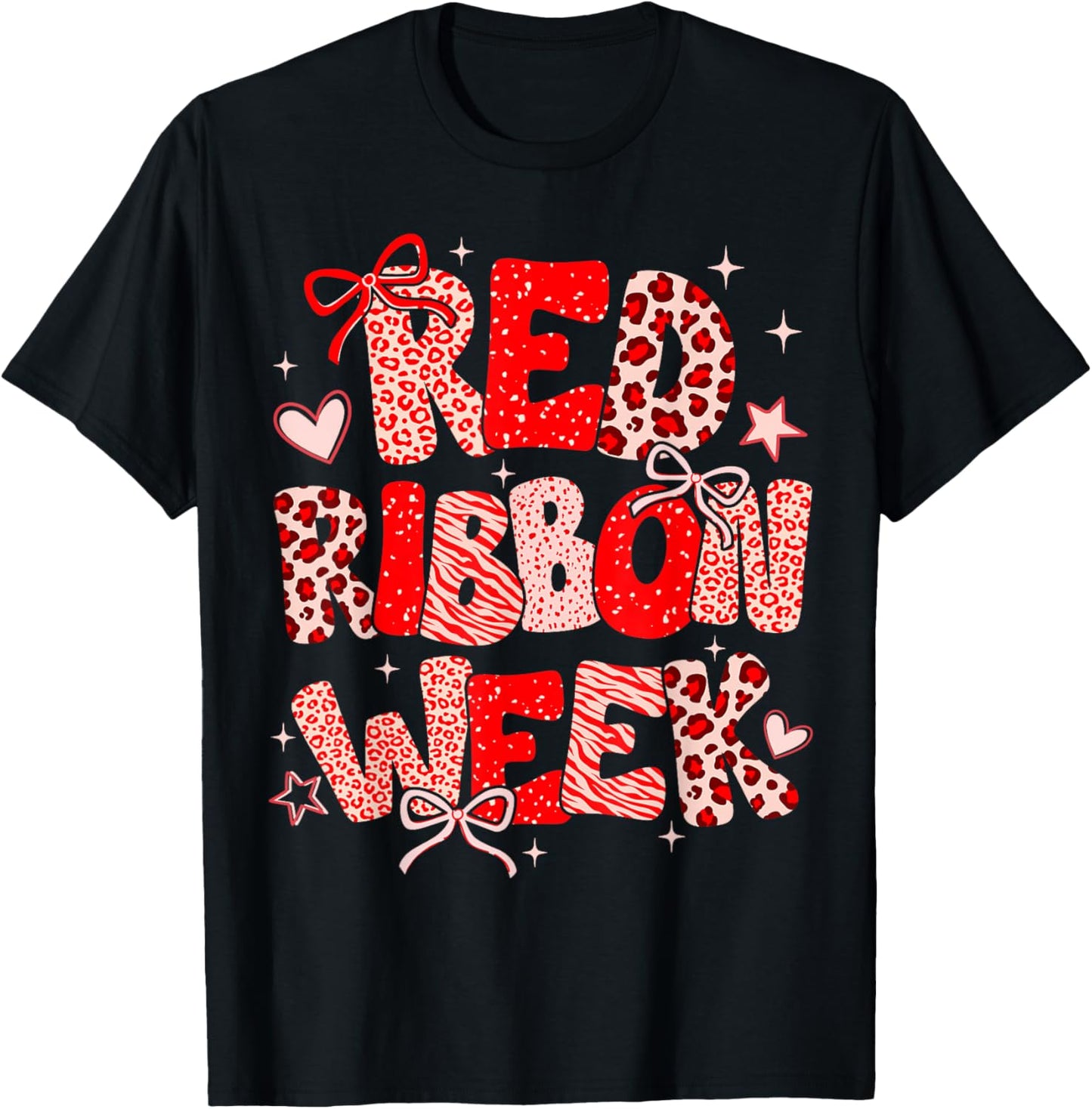 Red Ribbon Week Awareness Coquette Drug Free Anti-Drug T-Shirt - T-Shirt | Black