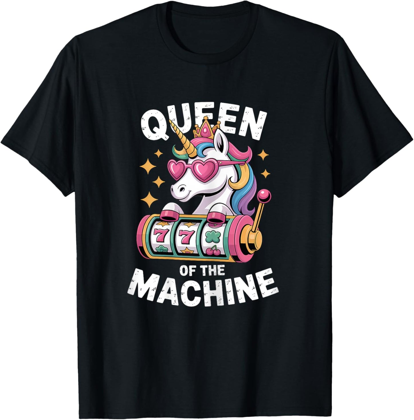 Cute Slot Machine Queen Casino Gambling Poker Player T-Shirt - T-Shirt | Black