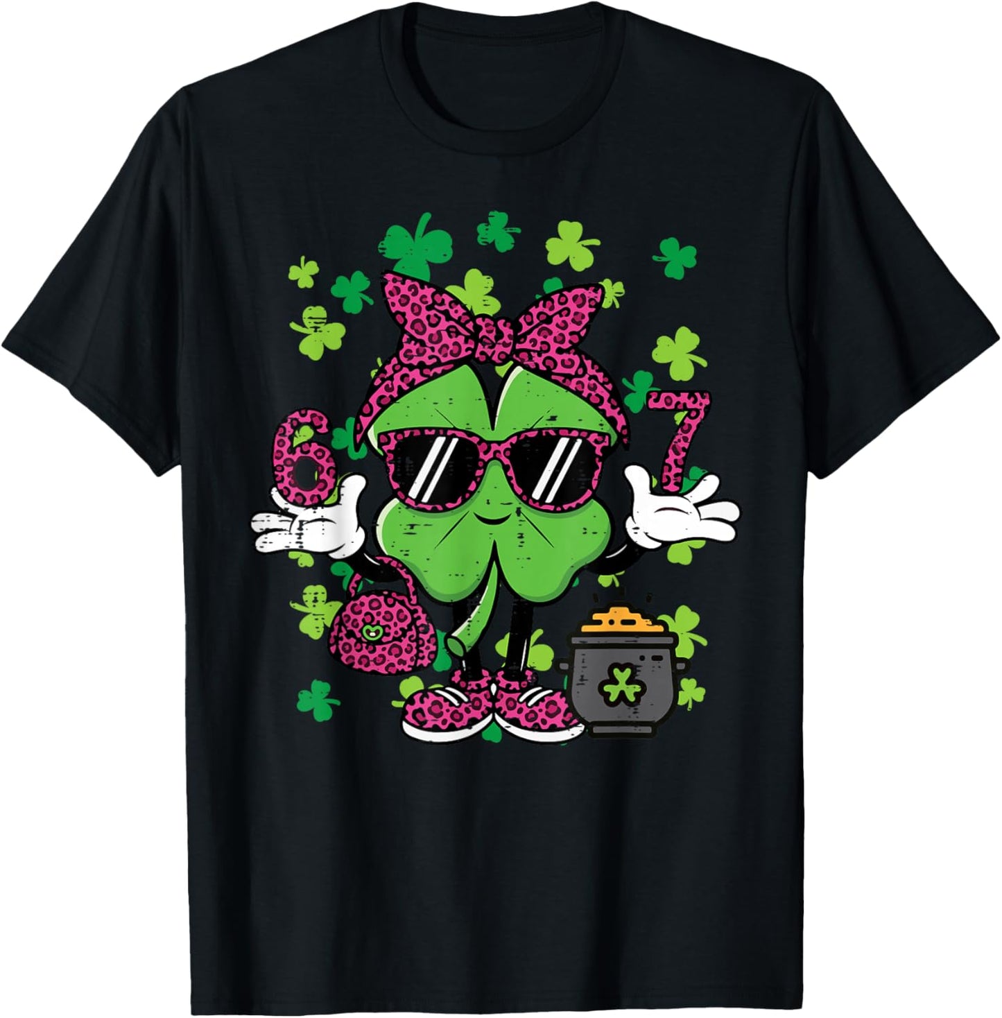 6 7 St Patricks Day Six Seven 67 Meme Teacher Women Kids T-Shirt - T-Shirt | Black
