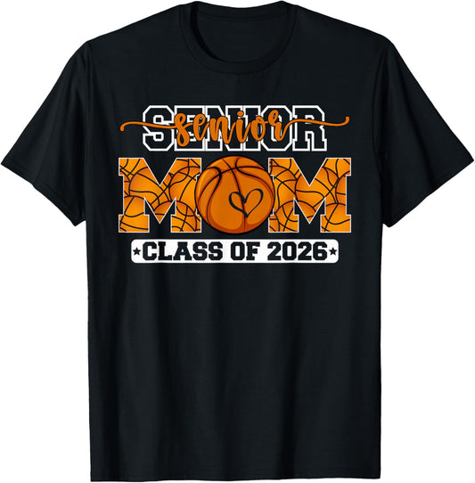 Mom Graduation Class of 2026 Senior Basketball mom 2026 T-Shirt - T-Shirt | Black