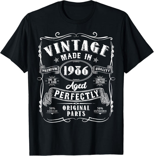 Vintage 40th Birthday Decorations Men Funny 1986 40 Birthday T-Shirt - T-Shirt | Black