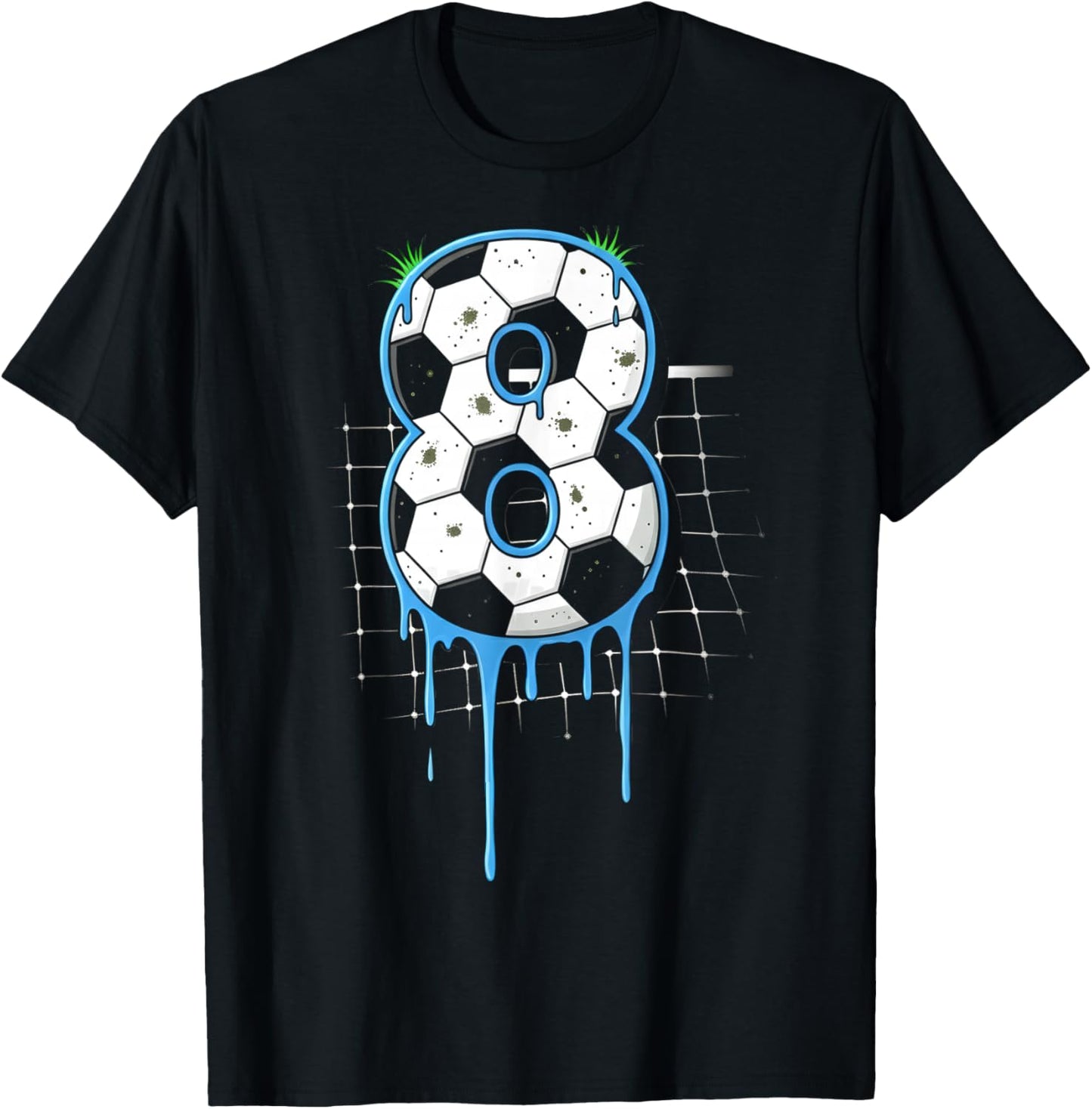 Soccer 8 Year Old Ice Cream Drip Youth 8th Birthday Boy 8 T-Shirt - T-Shirt | Black