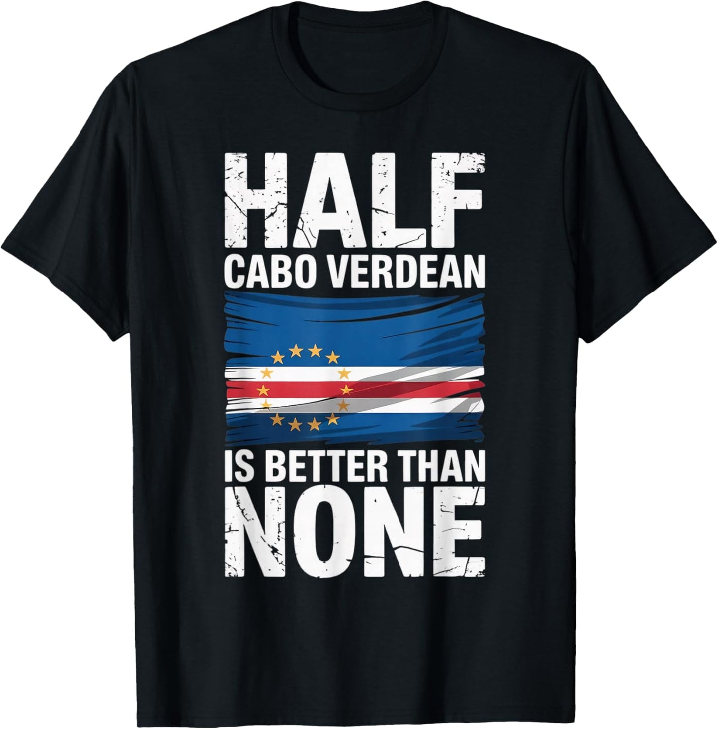 Cabo Verde Flag Pride Verdian Half Cape Verde T-Shirt - T-Shirt | Black