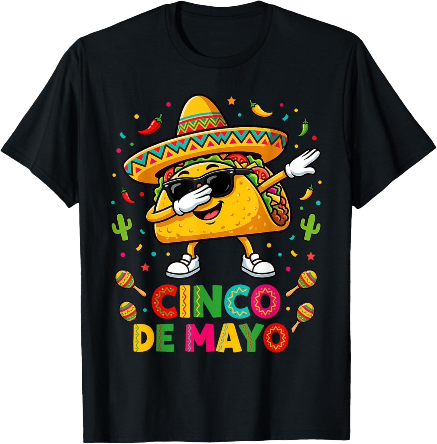 Boys Men Funny Taco Dab Cinco de Mayo Let's Taco Bout It T-Shirt - T-Shirt | Black