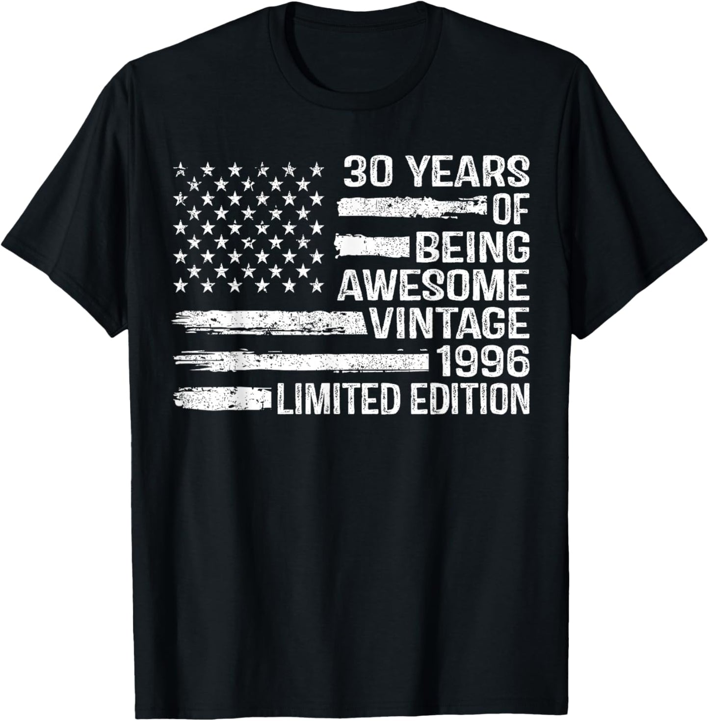 30 Years Old Birthday Vintage American Flag 30th Birthday T-Shirt - T-Shirt | Black